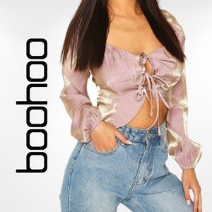 Petite Corset Detail Long Sleeve Blouse US10 Mauve